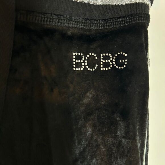 Vintage Y2K Bcbg Black Embellished Capris Velour Pants - Picture 3 of 4
